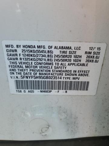 2016 HONDA PILOT TOURING 5FNYF5H95GB023514