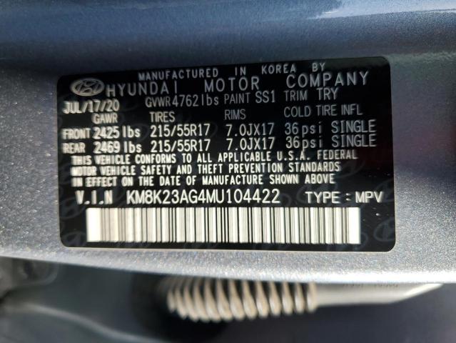 2021 HYUNDAI KONA SEL KM8K23AG4MU104422