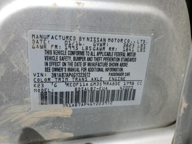 2016 NISSAN SENTRA S 3N1AB7AP4GY223972