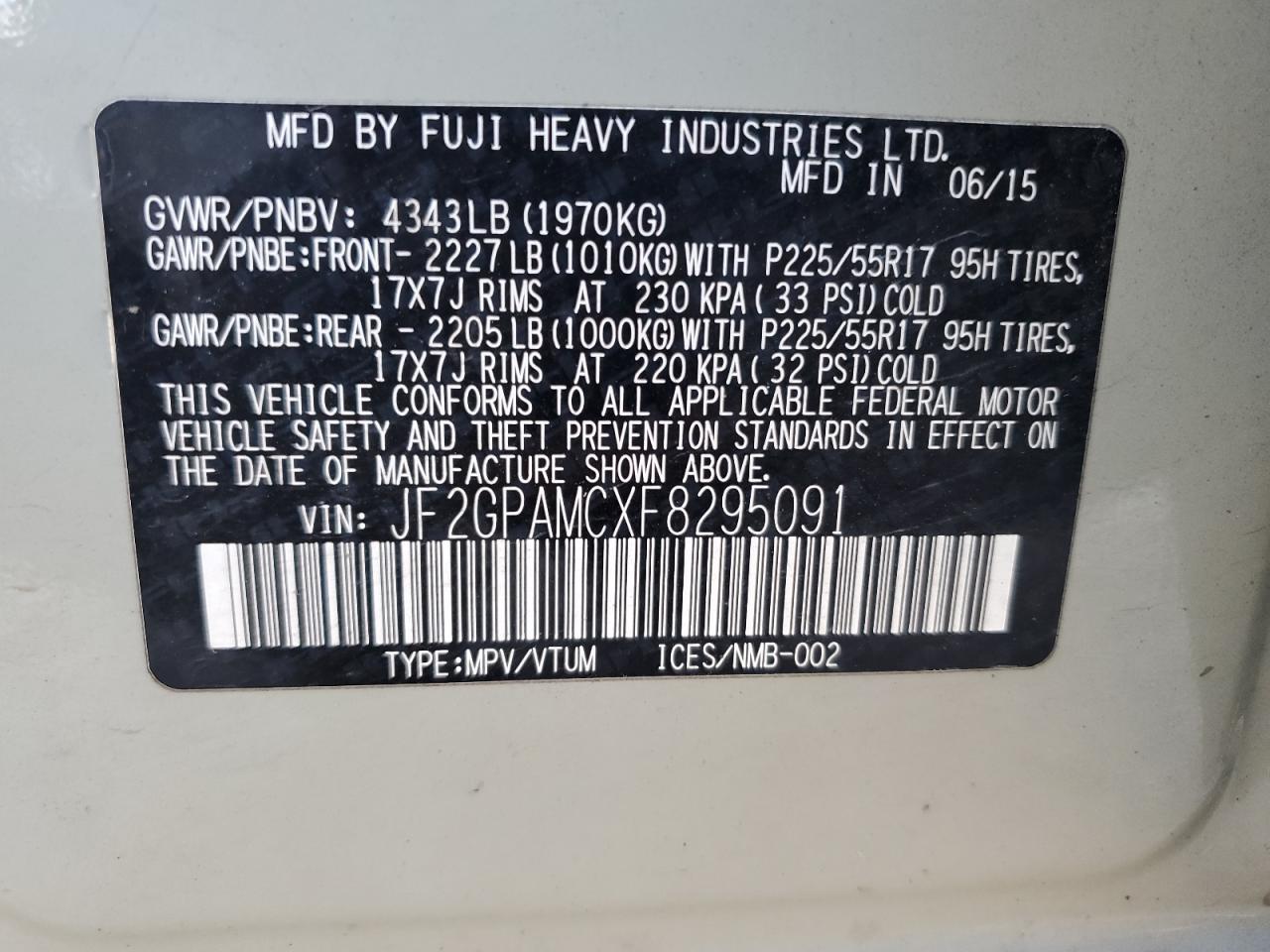 SUBARU XV 2.0 LIMITED