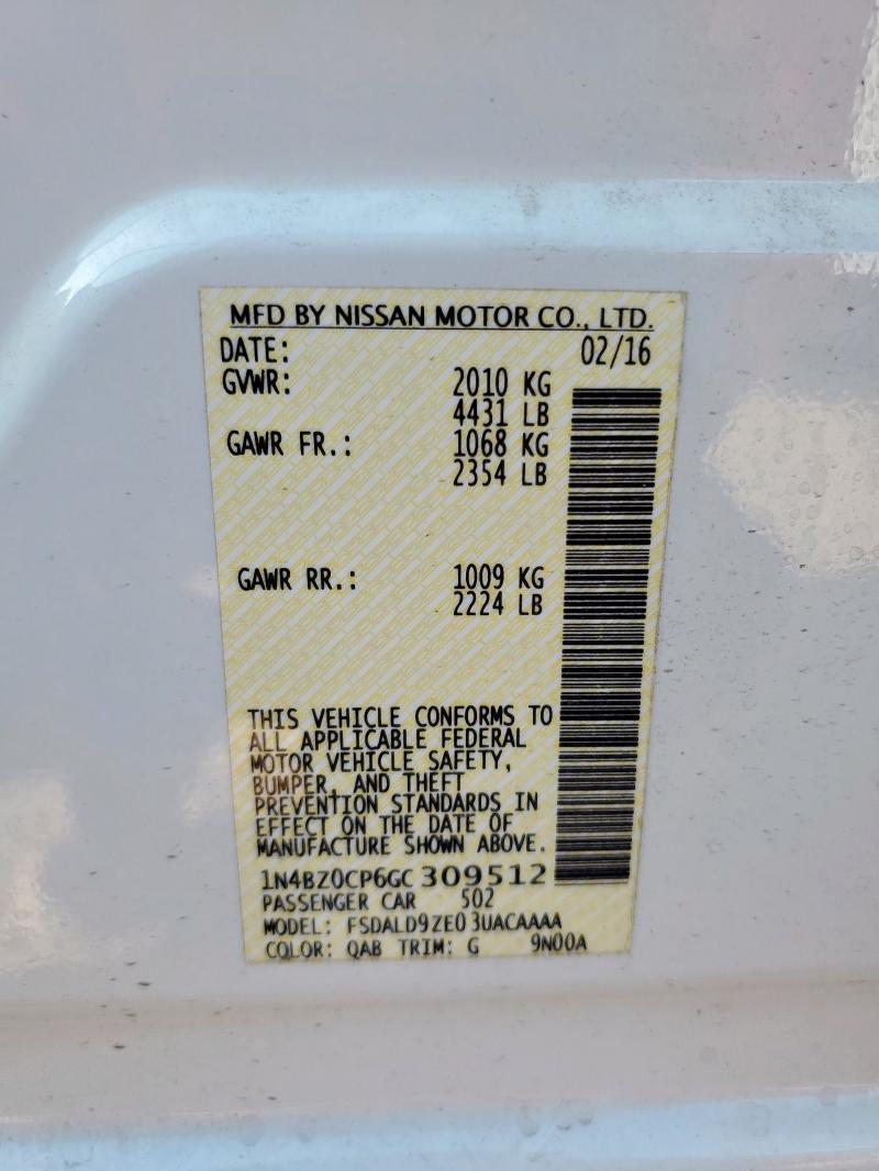 2016 NISSAN LEAF SV 1N4BZ0CP6GC309512