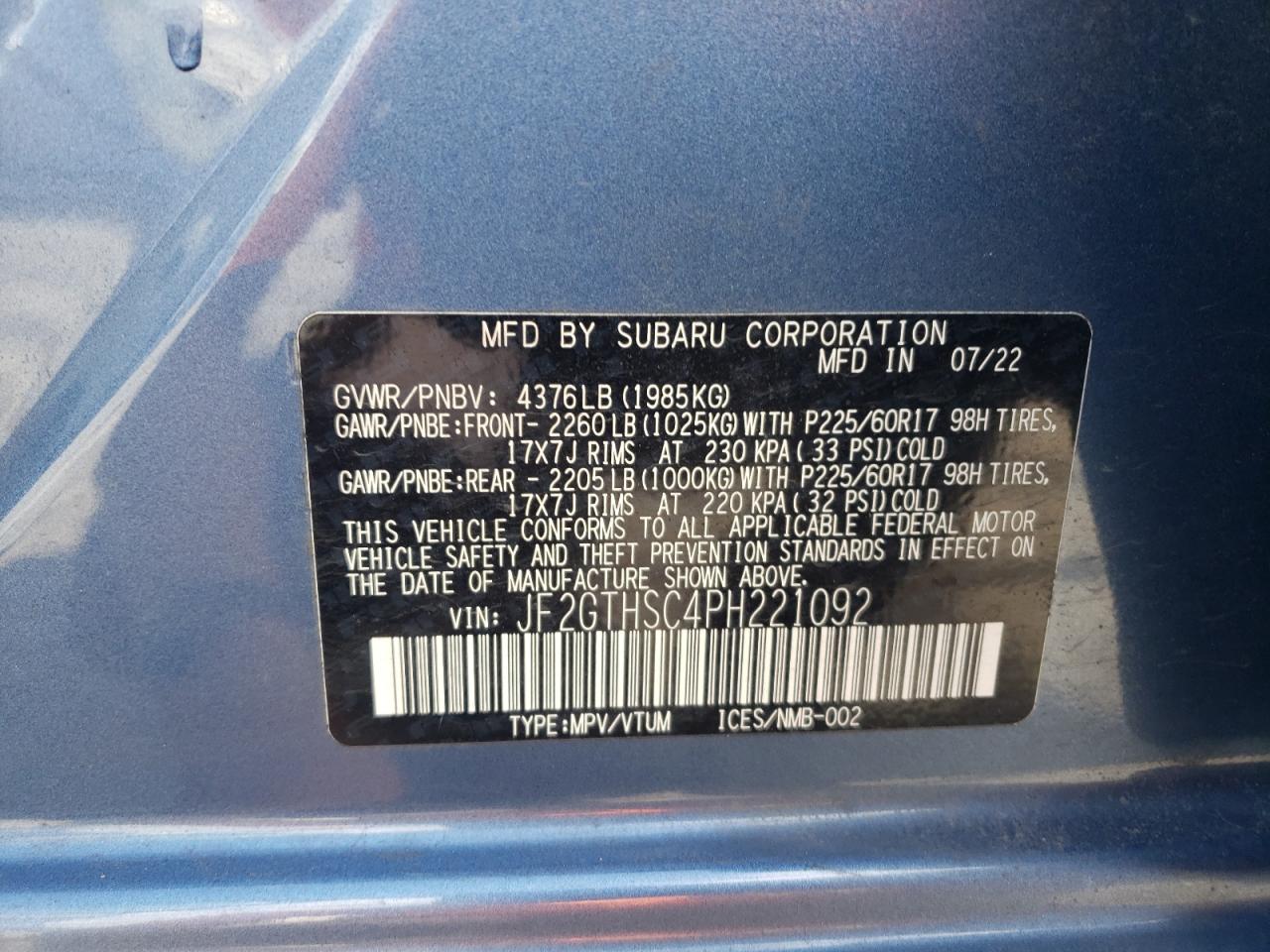 SUBARU CROSSTREK SPORT