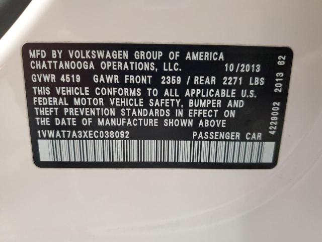 2014 VOLKSWAGEN PASSAT S - 1VWAT7A3XEC038092