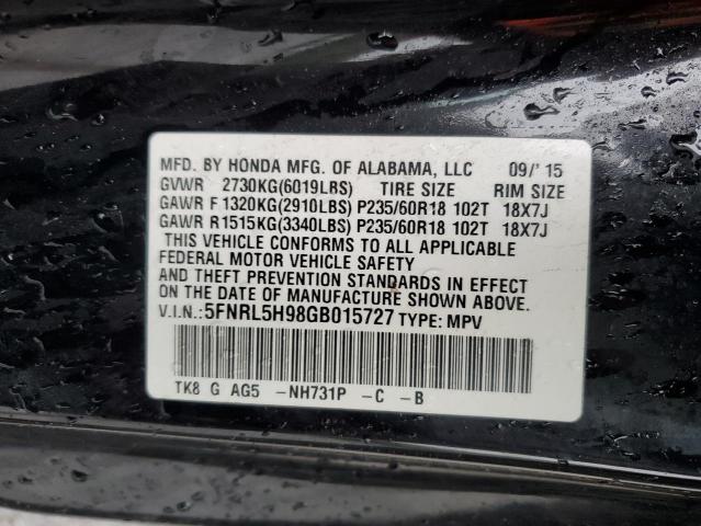 2016 HONDA ODYSSEY TO 5FNRL5H98GB015727