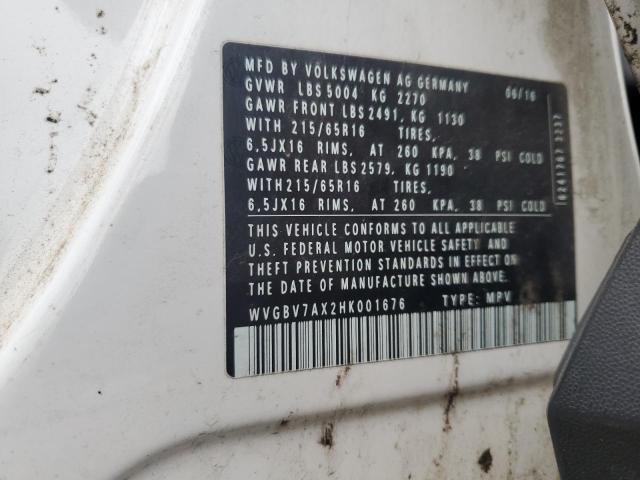 2017 VOLKSWAGEN TIGUAN S WVGBV7AX2HK001676