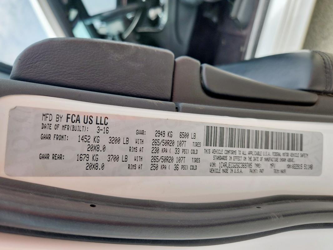 2016 JEEP GRAND CHER 1C4RJECG2GC369705