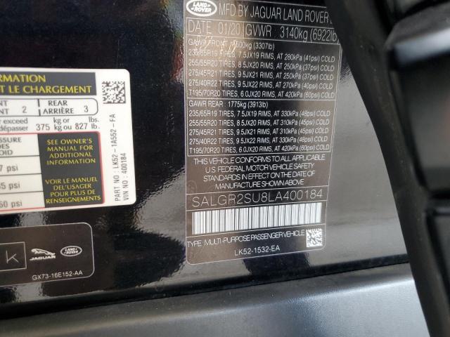 2020 LAND ROVER RANGE ROVE - SALGR2SU8LA400184