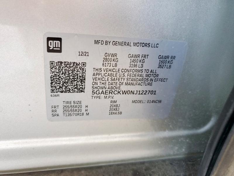 2022 BUICK ENCLAVE PR 5GAERCKW0NJ122701