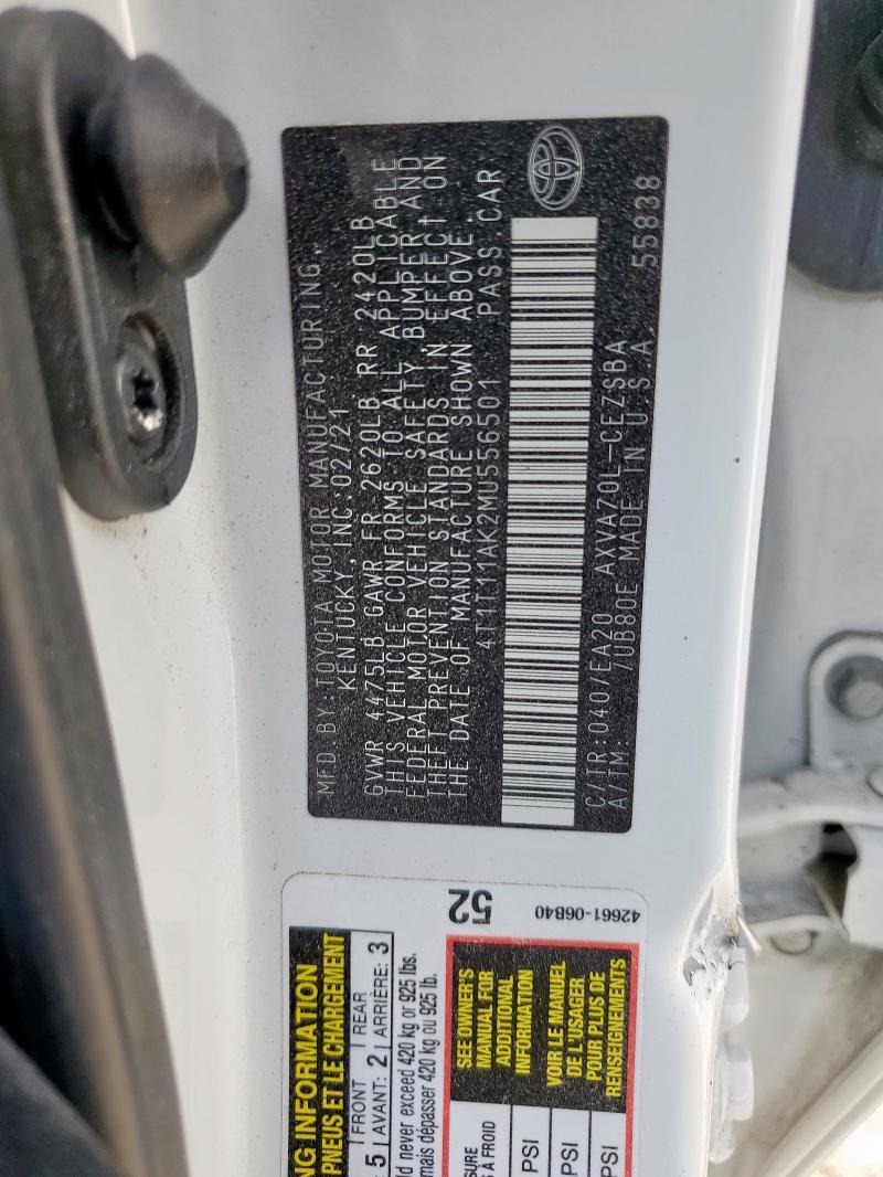 2021 TOYOTA CAMRY SE - 4T1T11AK2MU556501