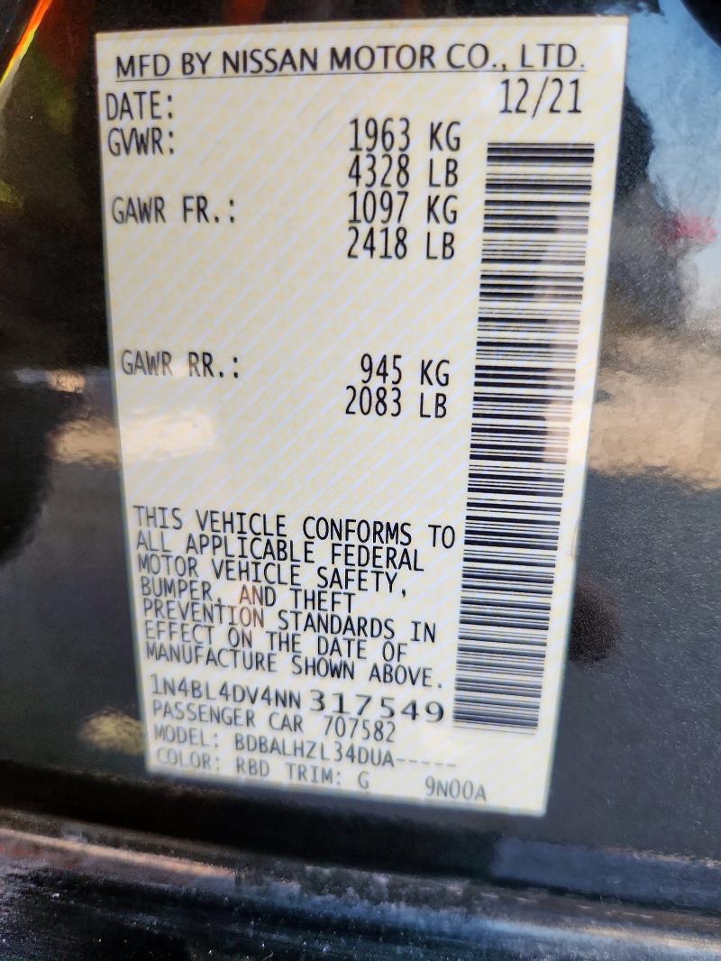 2022 NISSAN ALTIMA SV #3316035225