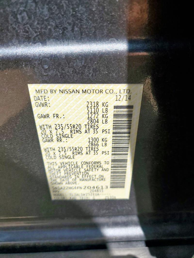 2015 NISSAN MURANO S 5N1AZ2MG4FN204613