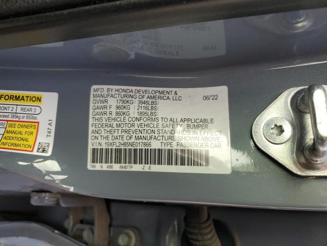 2022 HONDA CIVIC SPOR - 19XFL2H85NE017866