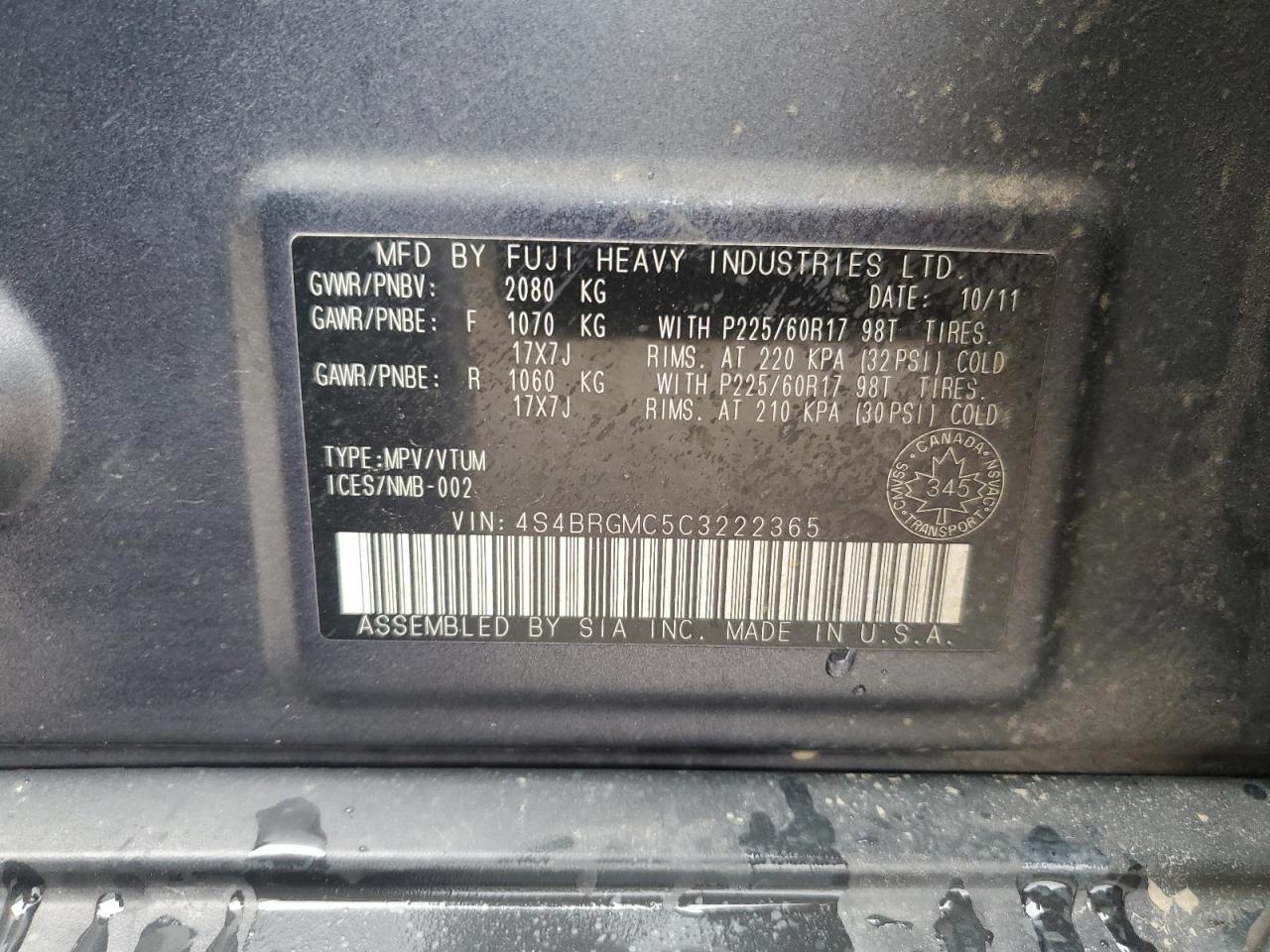 SUBARU OUTBACK 2.5I LIMITED