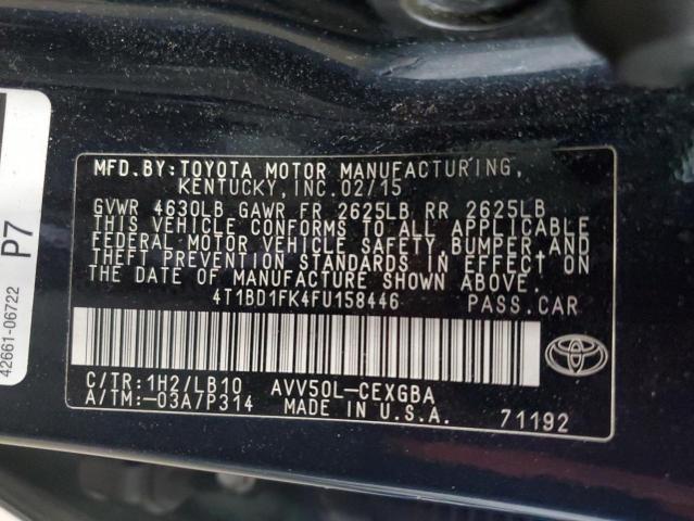 2015 TOYOTA CAMRY HYBR #3241014719