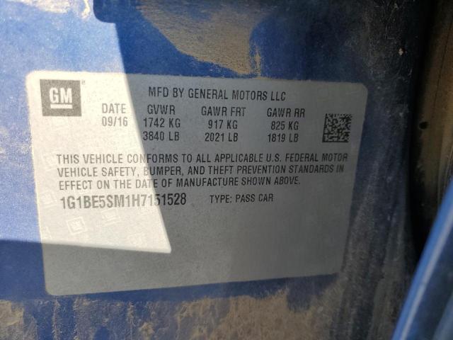 2017 CHEVROLET CRUZE LT 1G1BE5SM1H7151528