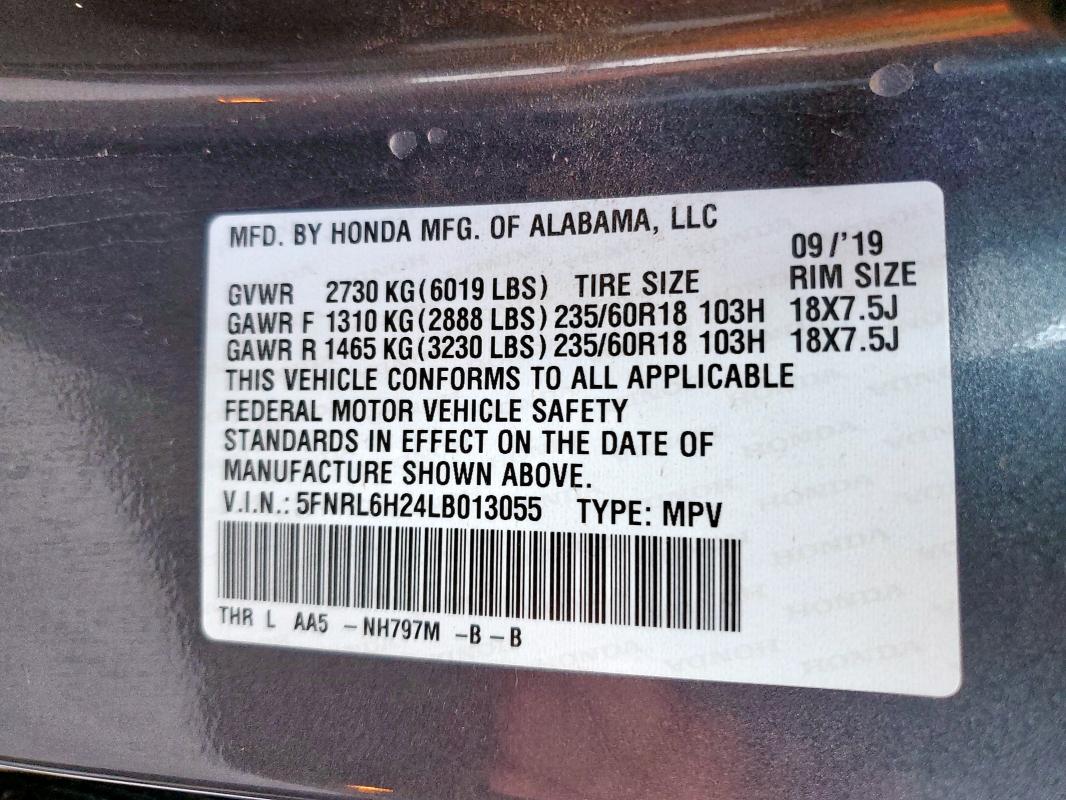 2020 HONDA ODYSSEY LX 5FNRL6H24LB013055