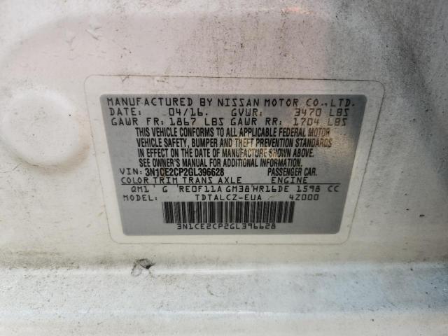 2016 NISSAN VERSA NO S 3N1CE2CP2GL396628