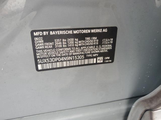 2022 BMW X3 XDRIVE3 5UX53DP04N9N15305
