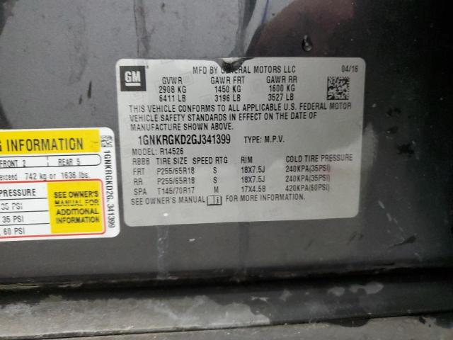 2016 CHEVROLET TRAVERSE LT 1GNKRGKD2GJ341399