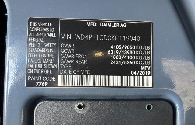 2019 MERCEDES-BENZ SPRINTER 2500/3500 WD4PF1CD0KP119040