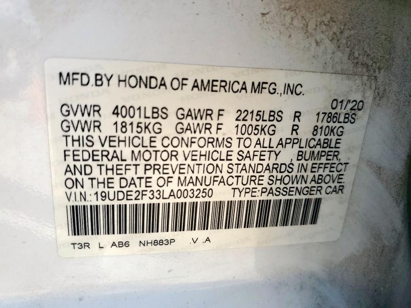 2020 ACURA ILX 19UDE2F33LA003250