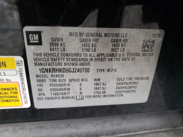 2016 CHEVROLET TRAVERSE L 1GNKRHKD9GJ249700