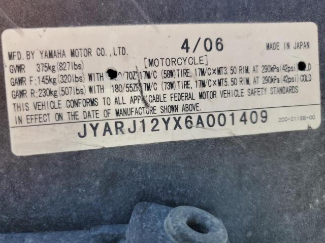 2006 YAMAHA YZFR6 C JYARJ12YX6A001409
