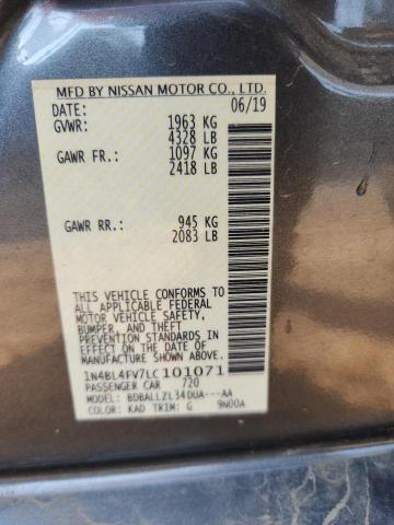 2020 NISSAN ALTIMA PLA 1N4BL4FV7LC101071