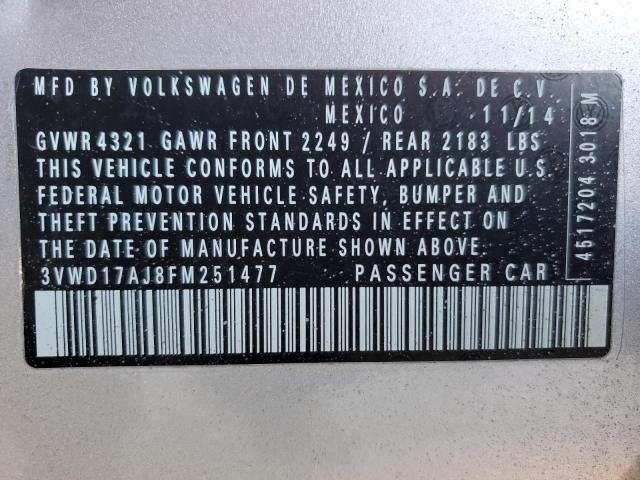 2015 VOLKSWAGEN JETTA SE 3VWD17AJ8FM251477