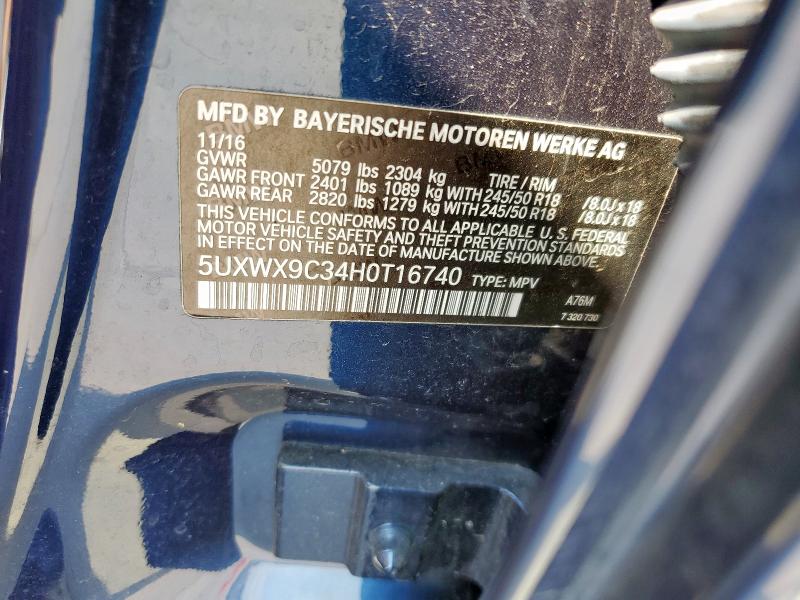 2017 BMW X3 XDRIVE2 5UXWX9C34H0T16740