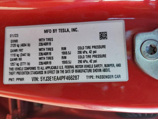 2023 TESLA MODEL 3 5YJ3E1EA4PF466287