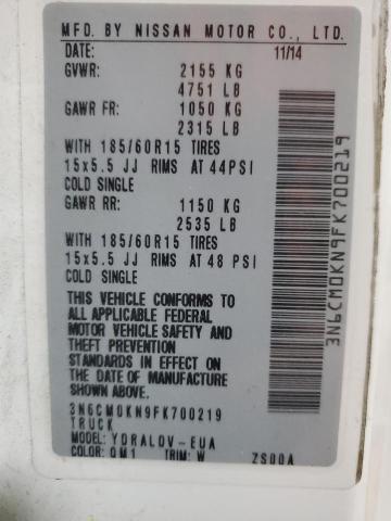 2015 NISSAN NV200 2.5S 3N6CM0KN9FK700219