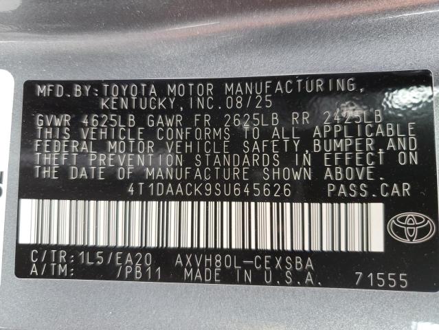 2025 TOYOTA CAMRY XSE 4T1DAACK9SU645626