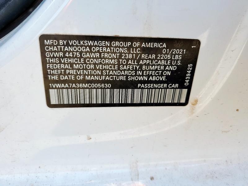 2021 VOLKSWAGEN PASSAT S - 1VWAA7A36MC005630