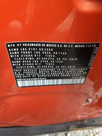 2019 VOLKSWAGEN TIGUAN S - 3VV1B7AX4KM055233