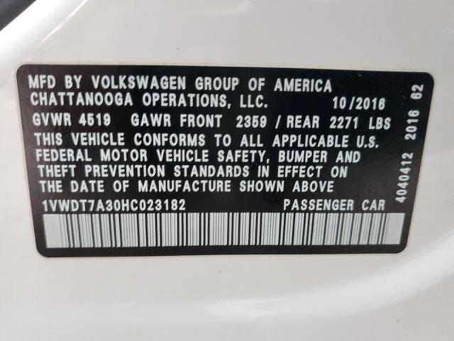 2017 VOLKSWAGEN PASSAT R-L 1VWDT7A30HC023182
