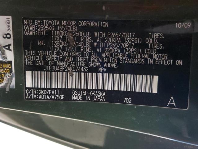 2010 TOYOTA FJ CRUISER - JTEBU4BF2AK074432