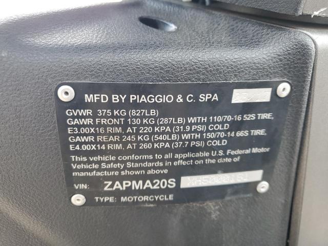 2017 PIAGGIO SCOOTER ZAPMA20SXH5000161