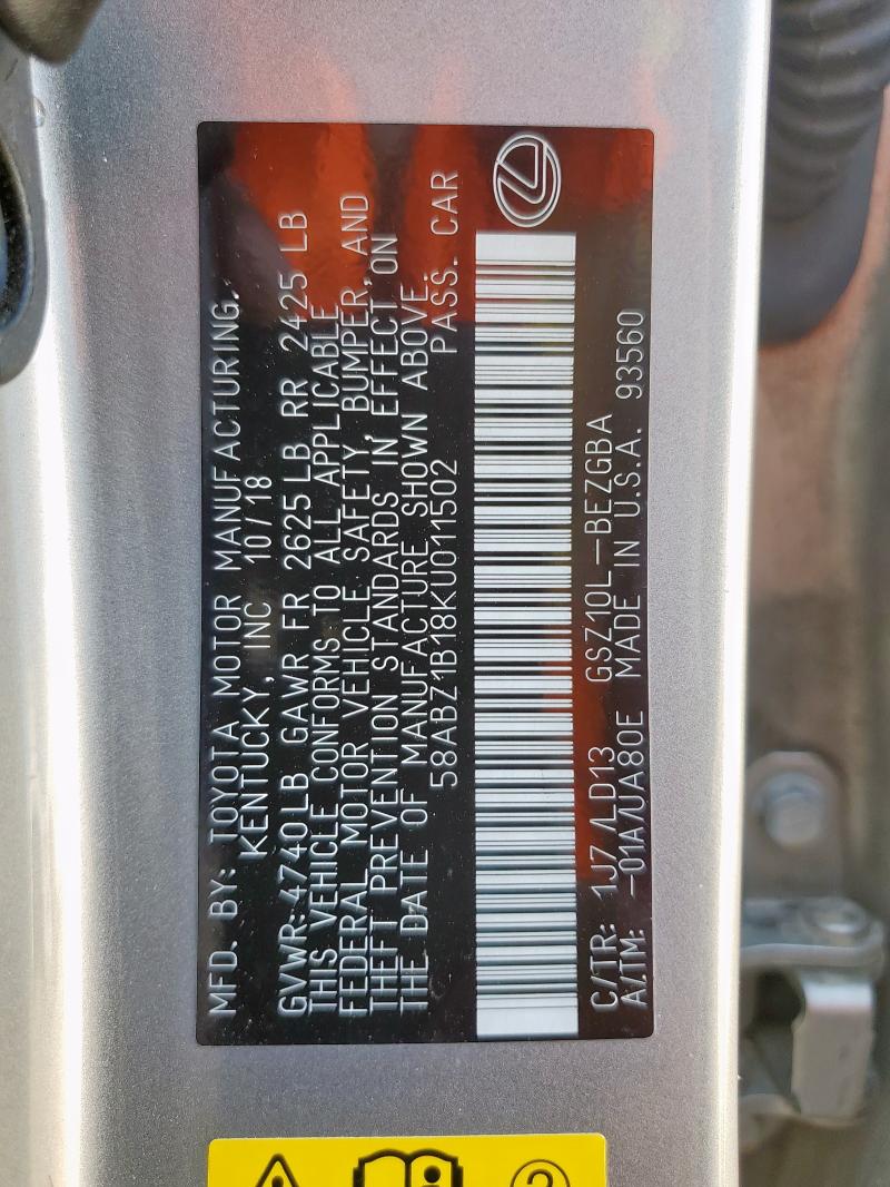 2019 LEXUS ES 350 58ABZ1B18KU011502