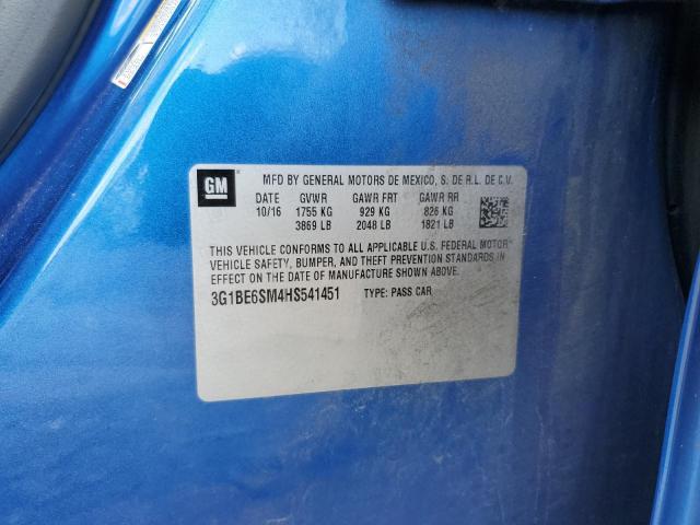 2017 CHEVROLET CRUZE LT 3G1BE6SM4HS541451