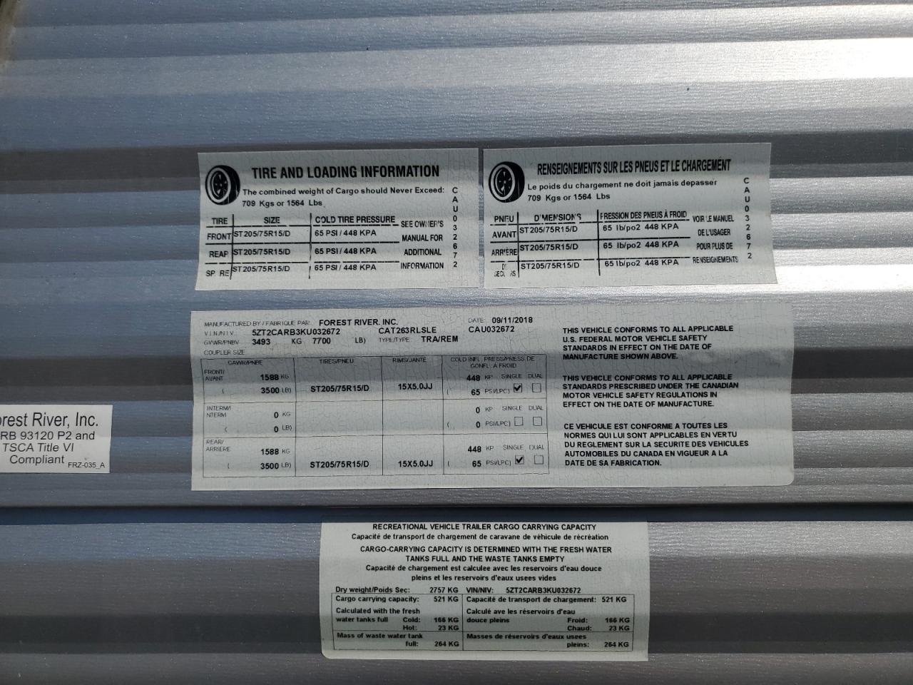 Lot #3294585038 2019 WILDWOOD CATALINA 2