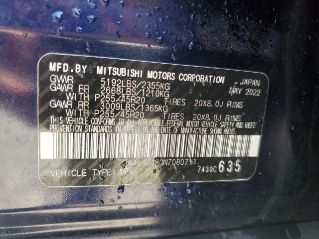 2022 MITSUBISHI OUTLANDER JA4J4UA80NZ080711