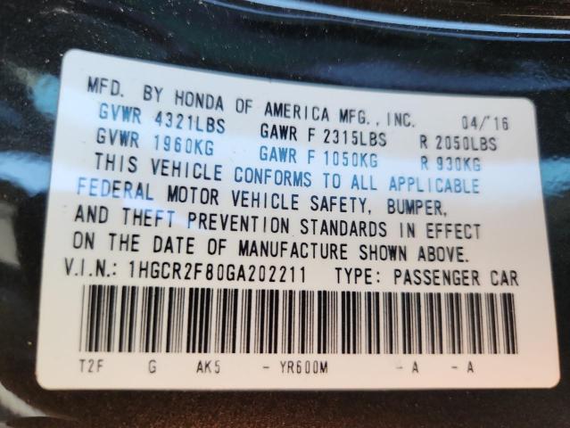 2016 HONDA ACCORD EXL 1HGCR2F80GA202211