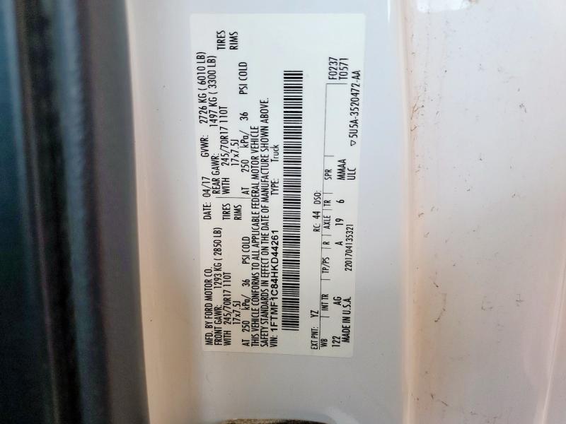2017 FORD F150 1FTMF1C84HKD44261