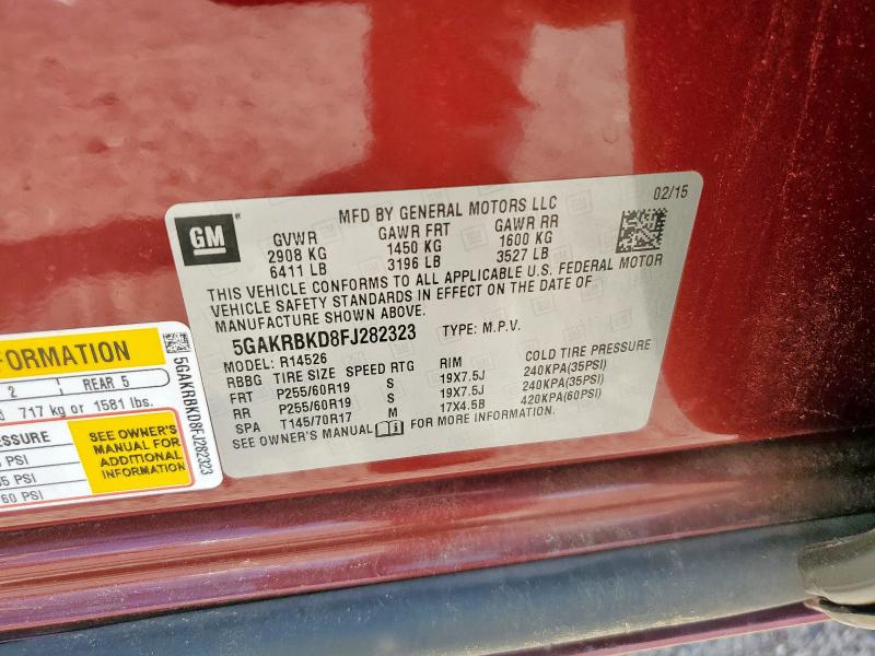 2015 BUICK ENCLAVE 5GAKRBKD8FJ282323