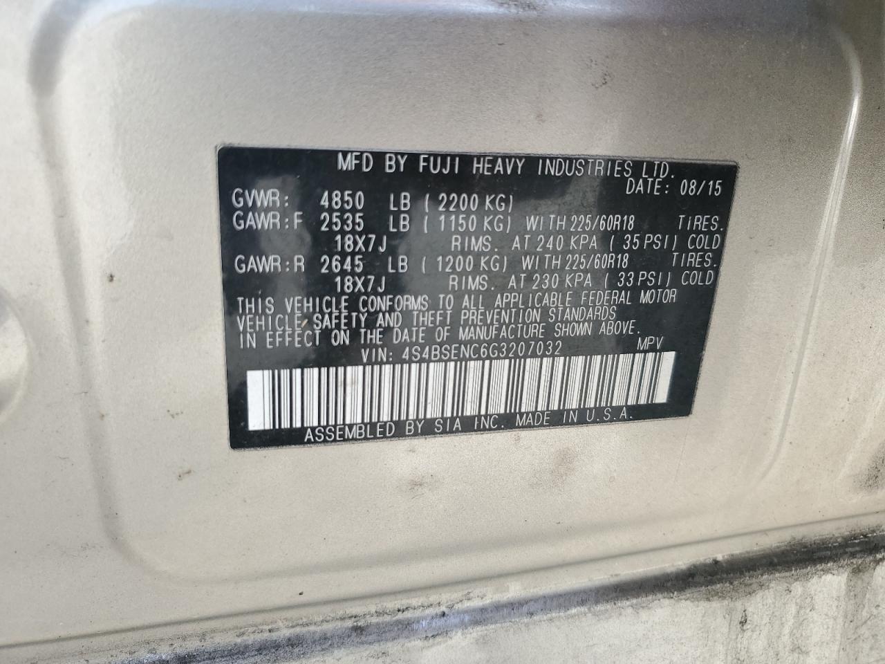 SUBARU OUTBACK 3.6R LIMITED