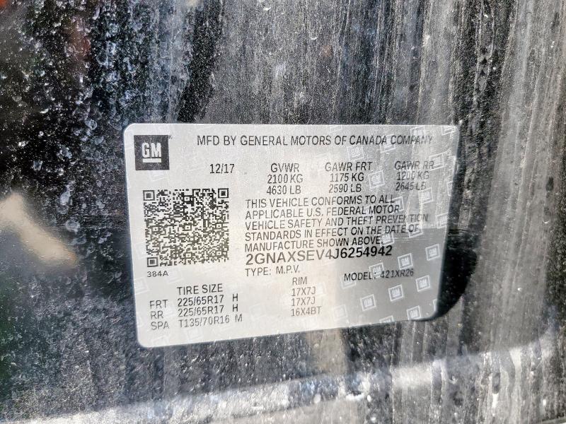 2018 CHEVROLET EQUINOX LT 2GNAXSEV4J6254942