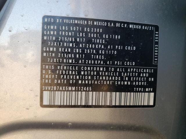 2021 VOLKSWAGEN TIGUAN SE 3VV2B7AX5MM112465