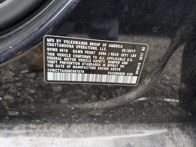 2017 VOLKSWAGEN PASSAT SEL 1VWCT7A32HC057376