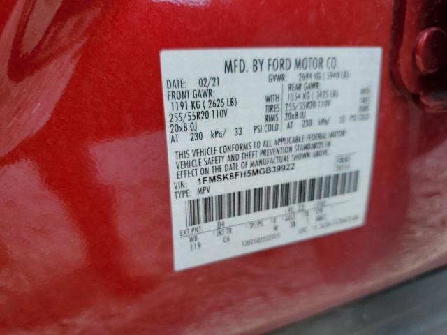 2021 FORD EXPLORER LIMITED 1FMSK8FH5MGB39922